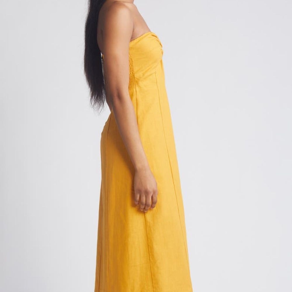 NEW Lost + Wander Elia Strapless Linen & Cotton Midi Dress - size small - Picture 5 of 9